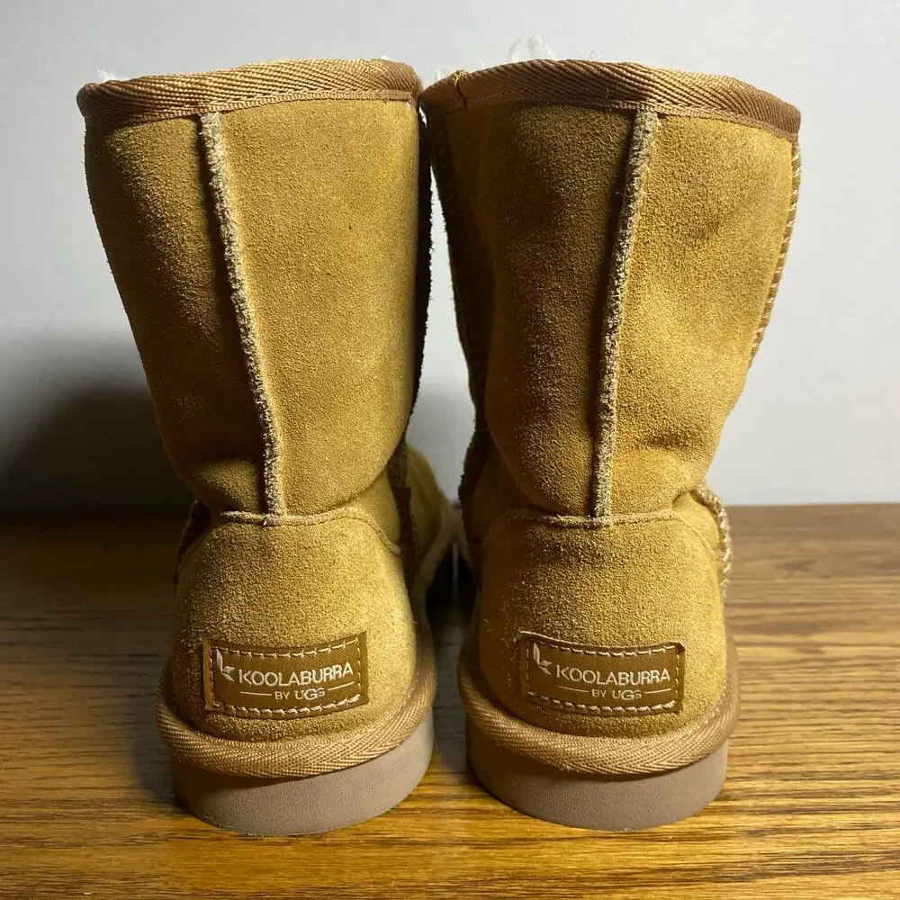 Koolaburra by UGG Kids' Koola Short Fur Lined Mid Calf Boots Tan Girls Size 2